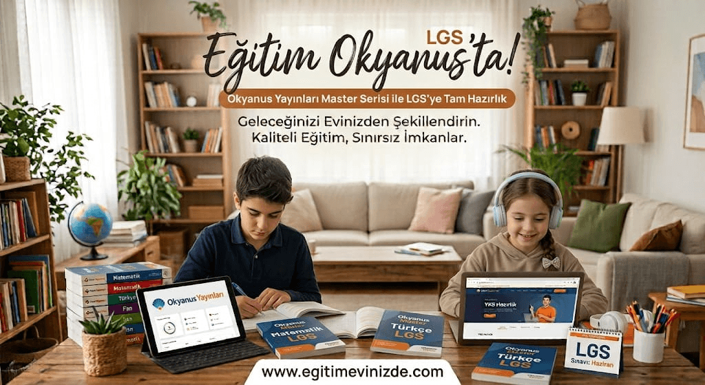LGS hazırlığı için tablet üzerinden canlı ders ve çalışma masası görseli